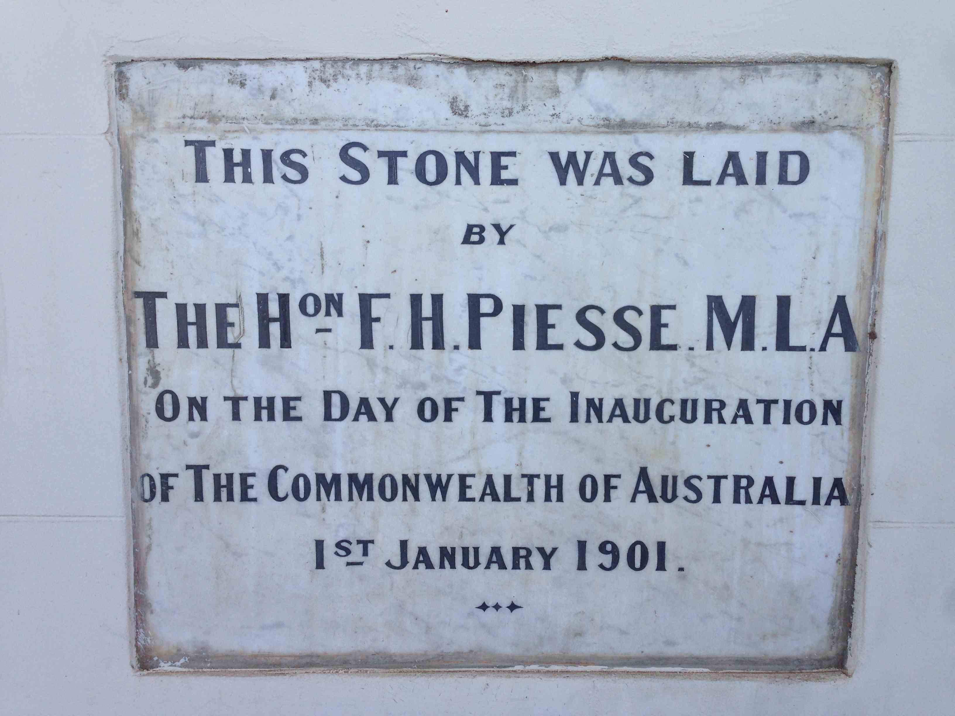 Stone Laid by FH Piesse